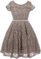 👗 igirldress cap sleeve floral lace glitter pearl holiday party flower girl dress - size 4-16: elegant and sparkly! logo