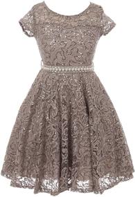 img 3 attached to 👗 iGirlDress Cap Sleeve Floral Lace Glitter Pearl Holiday Party Flower Girl Dress - Size 4-16: Elegant and Sparkly!