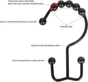 img 3 attached to 🚿 Durable Double Sliding Shower Hooks: Never Rust Stainless Steel Rings for Bathroom Shower Rods Curtains - Set of 12 Matte Black Shower Curtain Hooks