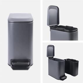 img 3 attached to 🚮 LINAN Gray Bathroom Trash Can: Stylish 1.6 Gallon Step Bin with Removable Inner Basket and Lid – Perfect for Bathroom, Powder Room, Bedroom