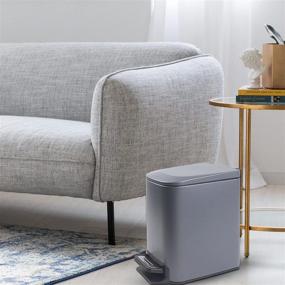 img 2 attached to 🚮 LINAN Gray Bathroom Trash Can: Stylish 1.6 Gallon Step Bin with Removable Inner Basket and Lid – Perfect for Bathroom, Powder Room, Bedroom