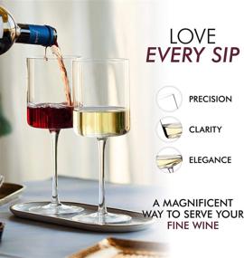 img 1 attached to 🍷 Edge Wine Glasses: Stylish Square Glass Set of 2 - Ideal for Red or White Wine - Perfect Gift for Any Occasion - 14oz, Lead-Free Crystal