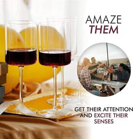 img 2 attached to 🍷 Edge Wine Glasses: Stylish Square Glass Set of 2 - Ideal for Red or White Wine - Perfect Gift for Any Occasion - 14oz, Lead-Free Crystal