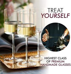 img 3 attached to 🍷 Edge Wine Glasses: Stylish Square Glass Set of 2 - Ideal for Red or White Wine - Perfect Gift for Any Occasion - 14oz, Lead-Free Crystal