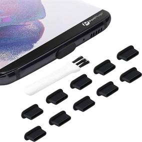 img 4 attached to PortPlugs USB C Port Plug (10 Pack) - Dust Plug for Samsung Galaxy s21, s20, Note 10, MacBook & More - Black, with Cleaning Brush