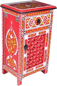 img 3 attached to 🌙 Exquisite Moroccan Red Nightstand Table with Glass Top - Elegant Arabic Design Furniture