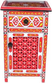 img 1 attached to 🌙 Exquisite Moroccan Red Nightstand Table with Glass Top - Elegant Arabic Design Furniture