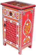 🌙 exquisite moroccan red nightstand table with glass top - elegant arabic design furniture логотип