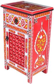 img 4 attached to 🌙 Exquisite Moroccan Red Nightstand Table with Glass Top - Elegant Arabic Design Furniture