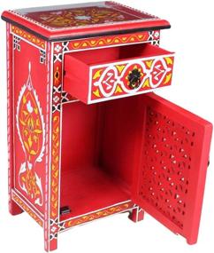 img 2 attached to 🌙 Exquisite Moroccan Red Nightstand Table with Glass Top - Elegant Arabic Design Furniture