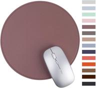 🖱️ oterri round mouse pad - non-slip & waterproof thickened pvc leather mat with premium stitched edge for office work, home or decor - 8.66" (dark pink, 1 pack) logo