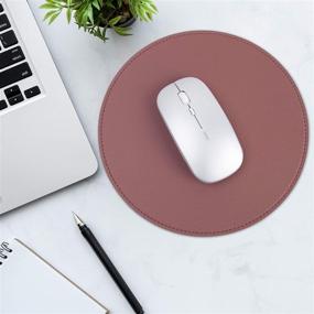 img 1 attached to 🖱️ Oterri Round Mouse Pad - Non-Slip & Waterproof Thickened PVC Leather Mat with Premium Stitched Edge for Office Work, Home or Decor - 8.66" (Dark Pink, 1 Pack)