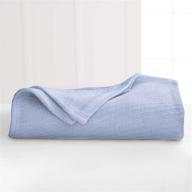 martex premium textured king size blanket - lightweight, breathable, all-season, 100% cotton, cozy & warm, blue logo