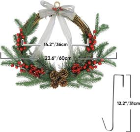 img 3 attached to Homietina 24’’ Christmas Wreath: Large LED-lit Outdoor Artificial Wreath with 12’’ Hanger - Festive Front Door Wall Decorations for the Holidays (Battery Not Included)