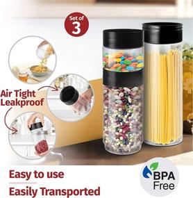 img 3 attached to 🔹 Space Saving Stackable Plastic Jars with Lids - Set of 3 Clear Containers for Food Storage, Crafts, and More - BPA Free, Various Sizes Included