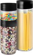 🔹 space saving stackable plastic jars with lids - set of 3 clear containers for food storage, crafts, and more - bpa free, various sizes included логотип