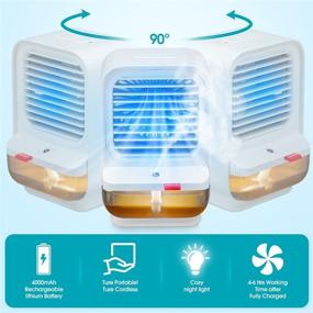 img 3 attached to 🌀 BENBOAR Portable Air Conditioner: Rotating, Water Tank Evaporative Humidifier, Rechargeable & Misting Fan Cool Air Cooler