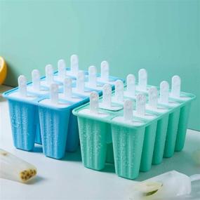 img 1 attached to 🍦 10-Piece Silicone Popsicle Molds Set: BPA-Free, Reusable, and Easy-Release Ice Pop Maker with Recipes, Cleaning Brush, and Funnel