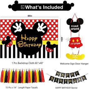 img 3 attached to Mickey Themed Mouse Party Supplies Essentials - Backdrop, Welcome Hanger, Banner, Topper, Tassel, Tablecloth, Balloons Garland Arch - Perfect for Mickey Birthday Party Decorations