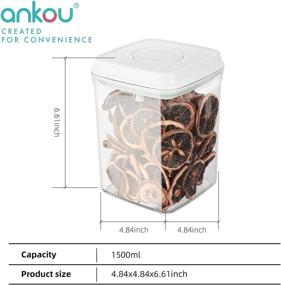 img 3 attached to Ankou 1.5 QT (1500ml) Pop Up Food Container Set with Lids - BPA Free Stackable Containers for Coffee, Tea, Sugar, Cereals - 8 Labels Included - Clear