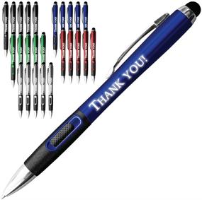 img 1 attached to 🖊️ Luminant Stylus Pen - Laser Engraved Thank You 2-in-1 Stylus Ballpoint Pen Set of 25 - Compatible with Tablet, Cell Phone, Kindle and Touch Screen Devices (Blue, Red, Black, Silver, Green)