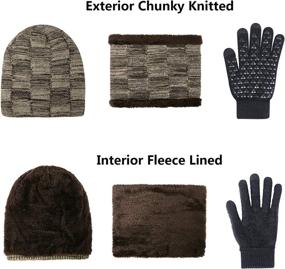 img 3 attached to 🧣 Stay Warm in Style: Unisex 3-Piece Winter Hat, Scarf, and Gloves Set - Knit Slouchy Beanie Cap, Neck Warmer, and Screen-Touch Texting Gloves