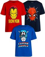 👕 marvel boys avengers t-shirt 3 pack - iron man, captain america, spider-man superheroes (toddler/little/big boys) - big face graphics! logo