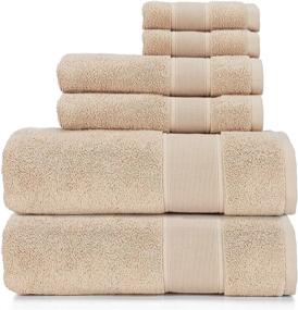 img 4 attached to 🛀 Ralph Lauren Sanders Towel 6pc Set - Solid Tan/Light Brown - Bath, Hand & Washcloths