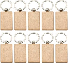 img 4 attached to Customizable Wooden Rectangle Keychain by AUEAR – Personalized Gift