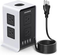 💡 башня сетевого фильтра surge protector: 8 розеток переменного тока, 4 порта usb, кабель длиной 10 футов, защита от перегрузок и коротких замыканий для дома, офиса, школы. логотип