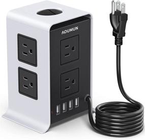 img 4 attached to 💡 Башня сетевого фильтра Surge Protector: 8 розеток переменного тока, 4 порта USB, кабель длиной 10 футов, защита от перегрузок и коротких замыканий для дома, офиса, школы.