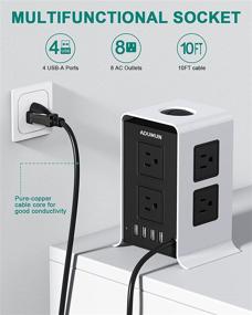 img 3 attached to 💡 Башня сетевого фильтра Surge Protector: 8 розеток переменного тока, 4 порта USB, кабель длиной 10 футов, защита от перегрузок и коротких замыканий для дома, офиса, школы.