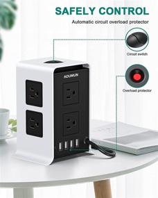 img 2 attached to 💡 Башня сетевого фильтра Surge Protector: 8 розеток переменного тока, 4 порта USB, кабель длиной 10 футов, защита от перегрузок и коротких замыканий для дома, офиса, школы.