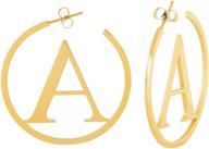 women's gift: large gold initial hoop earrings for girls, initial letter hoops logo