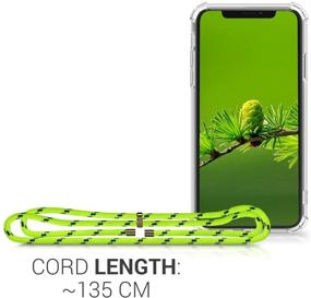 img 2 attached to 📱 kwmobile Crossbody Case Compatible with Apple iPhone Xs - Clear Transparent TPU Phone Cover with Lanyard Cord Strap - Vibrant Neon Yellow