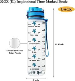 img 1 attached to 64oz 1L Motivational Water Bottle with Time Marker - Turtle Hibiscus Design, Go with The Flow MAL1008021 Water Bottle