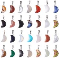 🌙 50pcs crescent moon mixed stone pendants for necklace jewelry making - healing crystal quartz chakra reiki gemstone charms with 2x7mm hole, by fashewelry logo