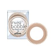 🔗 invisibobble slim traceless spiral hair ties (pack of 3) - bronze me pretty: strong elastic grip coil hair accessories for women, girls, teens, and thick hair - no kink, non-soaking, gentle logo