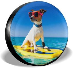 img 4 attached to Cute Black Glasses Beach Dog Spare Tire Cover Waterproof Dust-Proof UV Sun Wheel Tire Cover Fit For Jeep