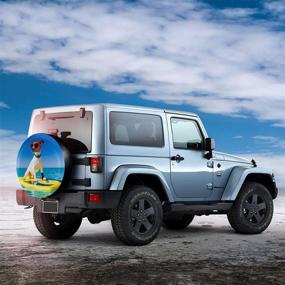 img 2 attached to Cute Black Glasses Beach Dog Spare Tire Cover Waterproof Dust-Proof UV Sun Wheel Tire Cover Fit For Jeep