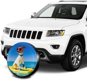 img 1 attached to Cute Black Glasses Beach Dog Spare Tire Cover Waterproof Dust-Proof UV Sun Wheel Tire Cover Fit For Jeep