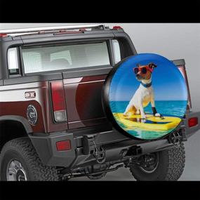 img 3 attached to Cute Black Glasses Beach Dog Spare Tire Cover Waterproof Dust-Proof UV Sun Wheel Tire Cover Fit For Jeep