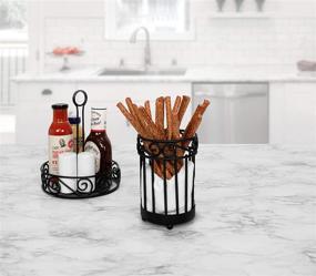 img 2 attached to 🔘 Spectrum Diversified Scroll Round Holder: Stylish Kitchen Countertop Organizer for Traditional Kitchen Organization and Storage, Black