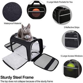 img 1 attached to 🐾 MASKEYON Airline Approved Large Pet Travel Carrier: Collapsible, Soft-Sided, for Small Dogs, 2 Cats - 3 Mesh Pockets, 5 Entry Points, Removable Pads, Shoulder Strap
