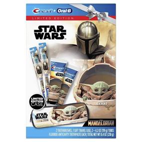 img 2 attached to 🪥 Introducing the Crest & Oral-B Kids Star Wars The Mandalorian Gift Set: 2 Manual Toothbrushes + 2 4.2 oz Stand-up Tube Toothpaste!