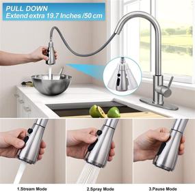 img 2 attached to Qomolangma Stainless Steel Kitchen Faucet with Pull Down Sprayer, Single Handle High Arc Brushed Nickel Sink Faucet