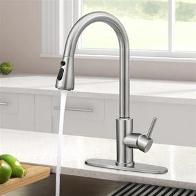 img 3 attached to Qomolangma Stainless Steel Kitchen Faucet with Pull Down Sprayer, Single Handle High Arc Brushed Nickel Sink Faucet