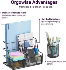 img 1 attached to Mesh Desk Organizers and Accessories Set - Black Desktop Organizer with Pen Holder and Paper File Organizer for Effective Desk Organization. Stylish Office Supplies Storage for Kids and Adults