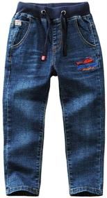 img 4 attached to SITENG Drawstring Waistband Straight Toddlers Boys' Clothing and Jeans