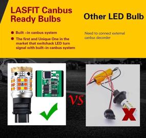 img 1 attached to 🔦 LASFIT 3157 LED Bulb Switchback 3057 4157 White Amber CANBUS Anti Hyper Flash LED Automotive Front Turn Signal Light Bulb Set, Easy Plug and Play Installation, Suitable for Standard Sockets (Pack of 2)